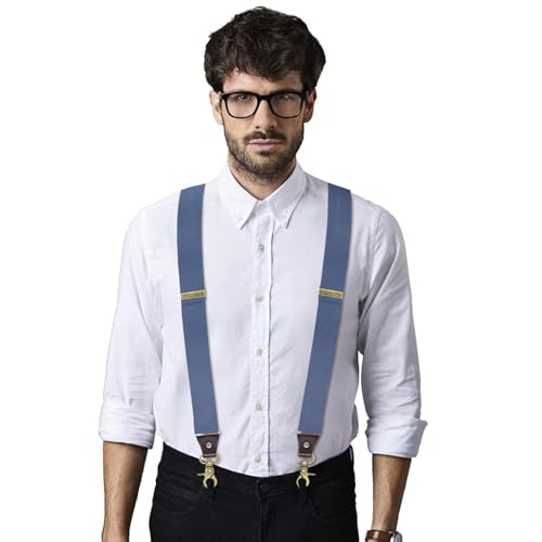 Image of Suspenders for Men, Adjustable Suspenders Gold Clip with Elastic Straps Y-Back Construction Heavy Duty for Work