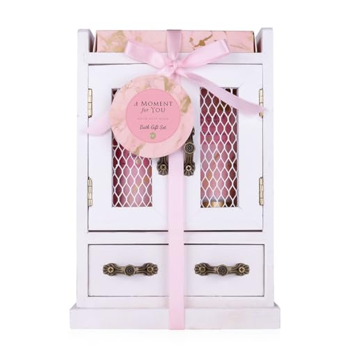 Accentra - Set regalo da donna A Moment for you – Beauty Set con bagno in schiuma, lozione per il corpo e sali da bagno in armadio decorativo in legno – Set benessere per donne e ragazze per