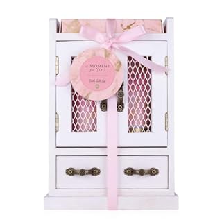 accentra Coffret cadeau pour femme « A Moment for you » - Kit de beauté avec bain moussant, lotion pour le corps et sels de bain dans une armoire en bois décorative - Kit de bien-être pour femmes et