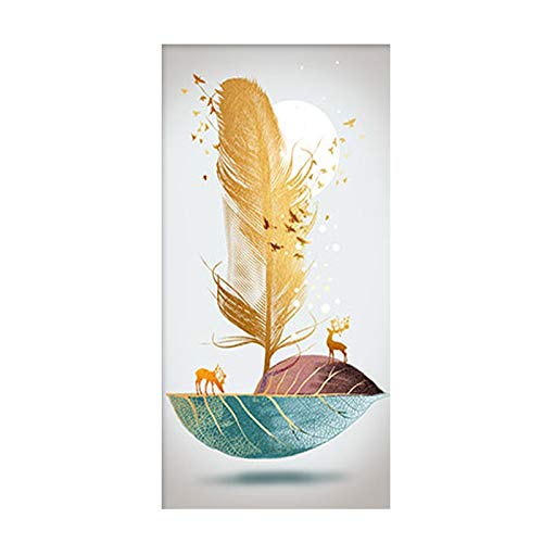Broderie diamond painting complet grosse plume 40x100cm pour decoration murale