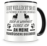 Samunshi® Ich denke an meinen Französische Bulldogge Hunde Tasse Kaffeetasse Teetasse Kaffeepott Kaffeebecher Becher