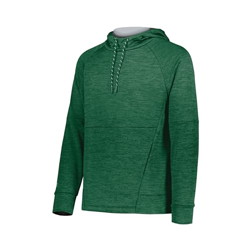Holloway All-Pro Performance Fleece Hoodie Dark Green Heather/Silver L