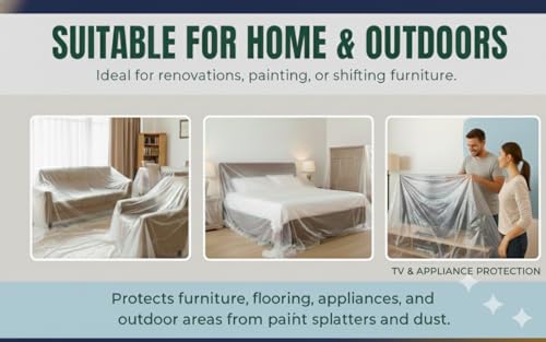 Image of Multipurpose Paint & Dust Protection Sheet Size-12x20 Ft | 170 GSM Waterproof Cover for Furniture, AC, Fridge, Wallpaper, Outdoor Area, Car, Bike, Plants - Protects from Paint, Sun & Rain (170 GSM)