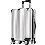 POSH Maleta rígida ABS – Maleta de viaje, equipaje de mano, tamaño mediano y grande, ligero con ruedas gemelas silenciosas de 360°, plata, Mittelgroße L, Clásico