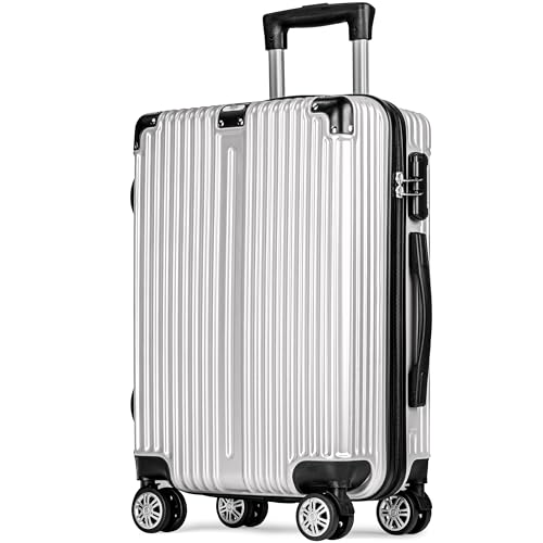 Posh Valigia Rigida Abs – Valigia Da Viaggio Bagaglio A Mano, Media, Grande, Trolley Leggero Con Ruote Gemellate Silenziose A 360°, Argento, MittelgroßE L, Classico