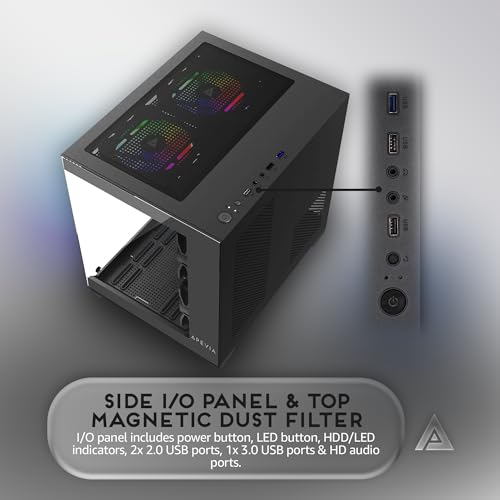 Apevia Prism-BK Prism Micro-ATX Gaming PC Cube Case w/ 5X 120mm ARGB Fans, 366 RGB Modes, Dual Tempered Glass Panels, 240mm Radiator Support, 1X USB3.0, 2X USB 2.0, HD Audio Port, Black - Thumbnail 5