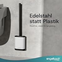 Engelbach® Klobürste Silikon mit Edelstahl Griff & Halter, Flach, Weiß – Ansicht 2