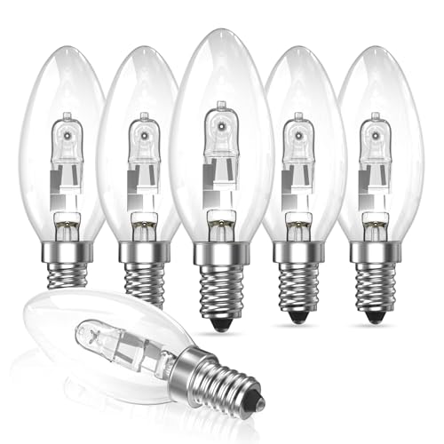 Lustaled E14 Bulb 80W Dimmable Warm White 2700K C35 Candle Light Bulbs, 6W E14 LED Bulb Equivalent, Small Edison Screw Bulbs 660LM AC220-240V for Ceiling Light Chandelier Table Lamp, 6 Pack