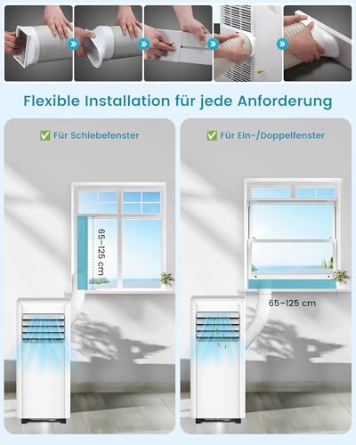 Vollständiges Set des Electactic Klimageräts mit Zubehör und Verpackungsinhalt. - Detailansicht von Electactic 7000 BTU...