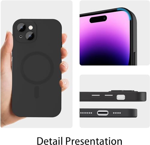 Image of Vaku Luxos Soft Silicon Mag-Safe Back Cover for iPhone 15 Full Lens Protection Silicon Case Scratch Resistant Slim Thin Military-Grade Protection - Black