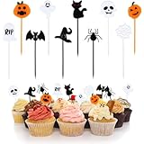 Kesote ハロウィン ケーキトッパー 100枚入 ケーキ 飾り ピック 10種 カップケーキ お菓子 飾り 飾り付け デコレーション 装飾 イベント ハロウィン ピック