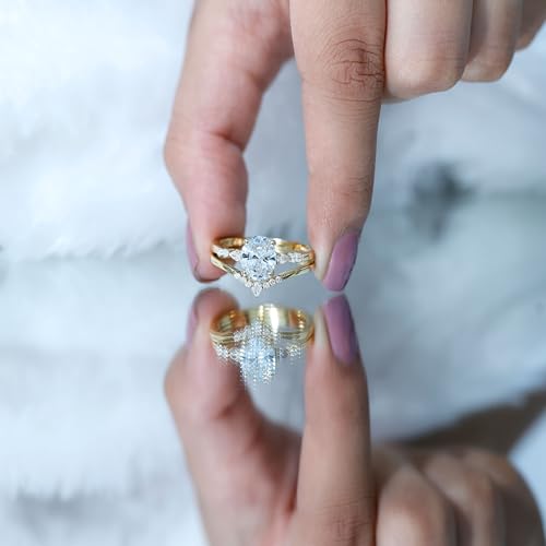 Certified 7X9 mm Lab Grown Diamond Bridal Ring Set, Ef-Vs Quality, Diamond Engagement Ring with Band - With Jewelry Box4