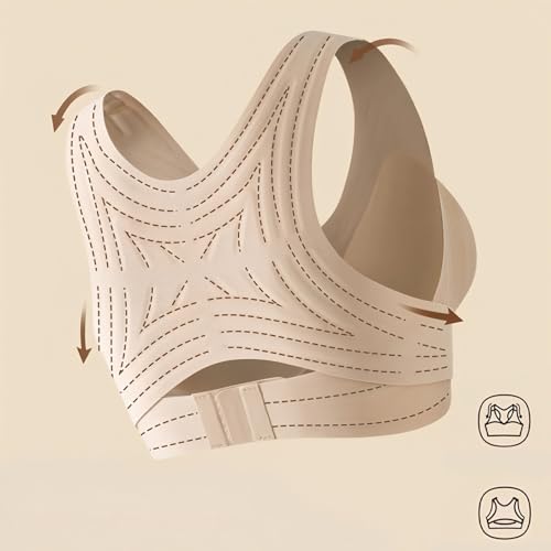 Posture Correcting Bra for Women Seamless Breathable Shaping Corrective Support Bras Front Closure Lift Wireless Padded Back Support Full Coverage Bralette All-Day Comfort, 02-Black, L - Image 6