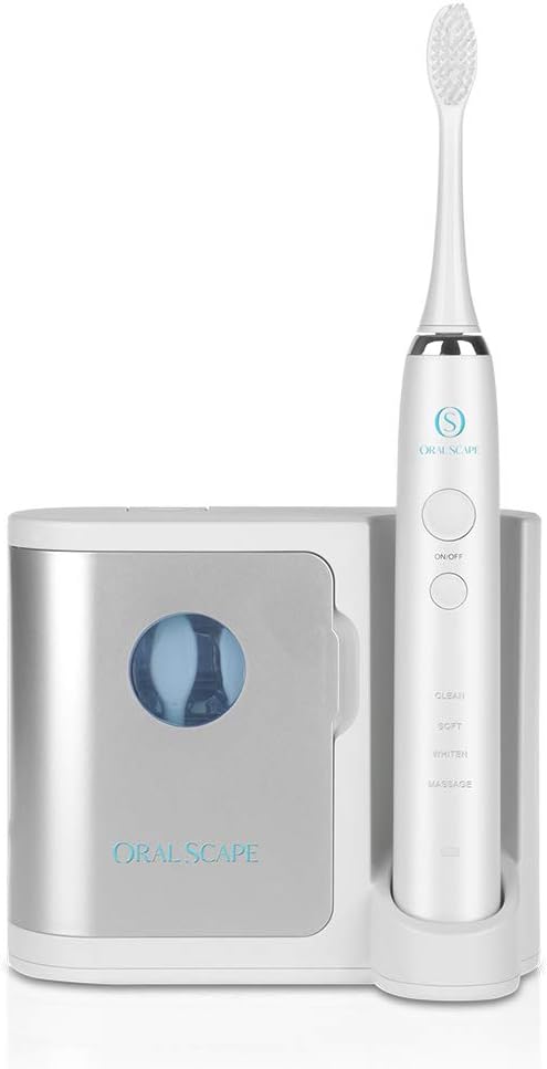 OralScape Adult Sonicwhite Power Rechargeable Electric Waterproof Toothbrush With Uv Sanitizer, 3 Replacement Brush Heads-Kills 99.9% Germs, 1 Count