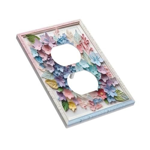 Plaque murale interrupteur pour rénover une prise duplex avec décor fleurs - 4