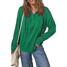 KINLONSAIR Womens Long Sleeve Tunic Tops Ribbed Knit Collar Henley Shirt Loose Fit Casual Blouse Button Down Fall Shirts