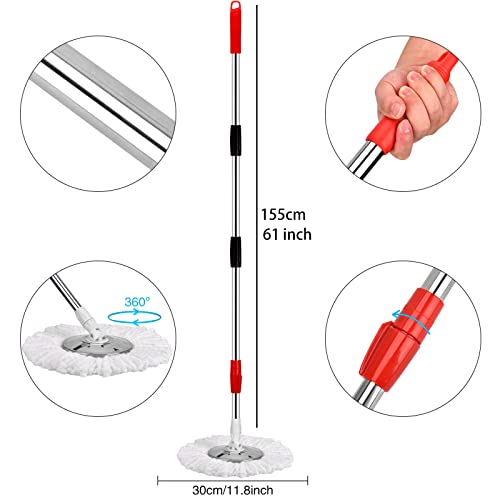 Mop and Bucket with Wringer Set 360° 3psc Microfiber Spin Mop with Bucket and Dual Mop Heads Self Wringing Spinning Mop (20QT) (1) - Image 4