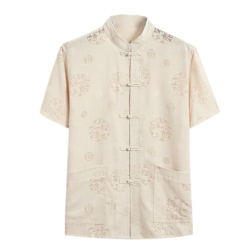Chemise d'été rétro chinoise homme en lin et coton décontractée