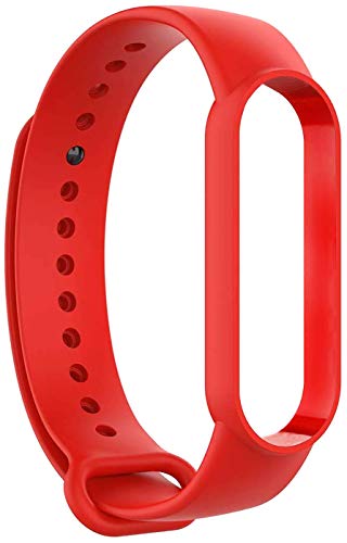 Image of WOW IMAGINE Replacement Strap Wristband for Mi Band 5 Smartwatch | Soft Silicone Matte Sport Wristband Accessory Flexible Bracelet Compatible with Xiaomi Mi Band 5 - Peppy Red