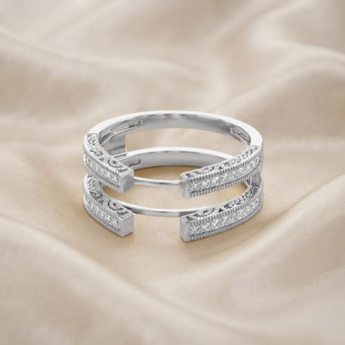 Cathedral Enhancer Guard Ring 0.20CT Moissanite 925W Silver 9 by SAVEARTH DIAMONDS - Used condition - Image 4