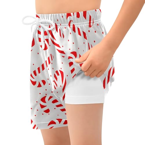 Bolaz Toddler Boys Swimwear Swim Trunks with Compression Liner 4T Christmas Candy Cane2