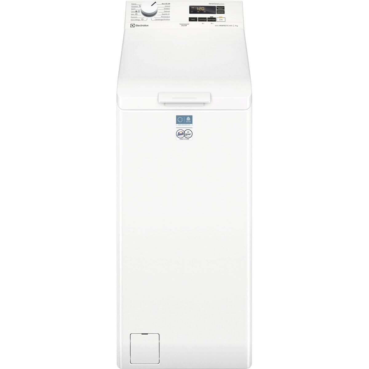 Electrolux EW6T57A Lavatrice Carica dall’Alto, Capacità 7 kg, Classe A, PerfectCare 600 con SensiCare, Programma Vapore Anti-Allergy, Motore Inverter+, TimeSave, 890x400x600 mm, Bianca