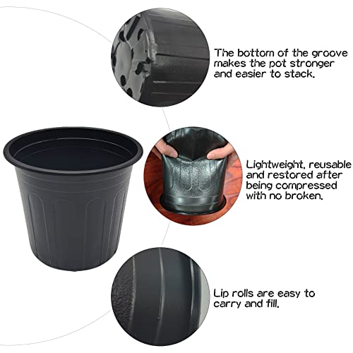 Kathson 20 Pack 1 Gallon Planter Nursery Pots, Flexible Plastic Plant Pots With Drainage Holes Seedling Flower Plant Container For Indoor Outdoor Plants #TOP3