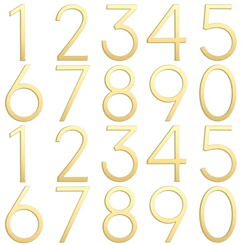 Leinuosen Gold 2 Inch Acrylic Mailbox Number 2 Set, Classic Style