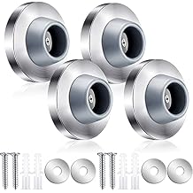 Blulu Concave Wall Door Stopper Door Bumper Stainless Steel Wall Protector Flush Bumper with Grey Rubber Concave Knob Cover StopperSilver,4 Pieces