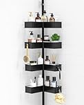 Kitsure Tension Pole Shower Caddy - Adjustable Corner Shower Shelf with Metal Baskets, Rust-Resistant Bathroom Shower Organizer, No-Drill Installation, (Adjustable Height: 87-290 cm), W 24.6 cm