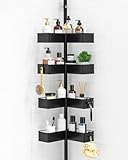 Kitsure Teleskop Duschregal mit Spannstange, Höhenverstellbare Duschablage für die Ecke, Rostbeständige Metallkörbe, Duschablage ohne Bohren, Höhenverstellbar 87–290 cm, W 24.6 cm