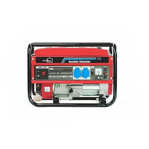Stromgenerator mit Benzin | Stromerzeuger 3000W BS3500 | Notstromaggregat mit AVR & Überlastschutz | 4-Takt 6,5–7 PS | Seilzugstarter 2x 230V / 1x 12V Steckdosen (Rot, BS3500)