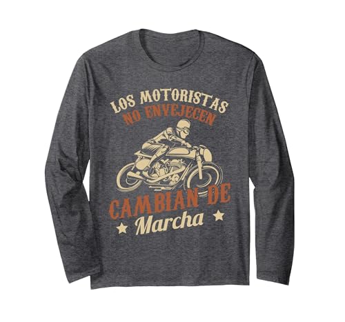 Motero Los Motoristas No Envejecen Manga Larga, Unisex para Adultos, Jaspeado Oscuro, L