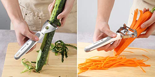 Stainless Steel Potato Masher & Peeler Set (6Pcs Set - Gray) - Includes Potato Masher, Wire Masher, Multi-Purpose Peelers, Comfortable Grip Design For Kitchen, Free Silicone Brush And Oven Mitt #TOP4