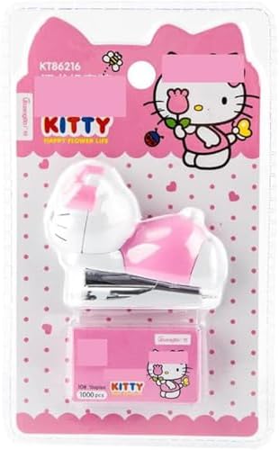 Cute Office Products Anime Stapler with Staples 1000pcs Quality Plastic Mini Stapler Kit Cute Paper Clip Holder Popular Cartoon Cat Shape image 4