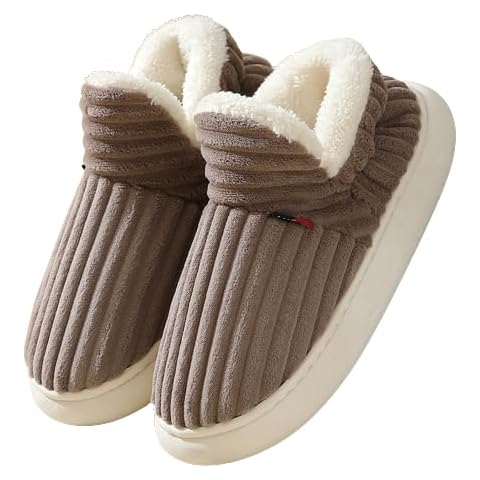 Caistre Women Men Ankle Bootie Slipper Plush Warm Indoor Outdoor Shoes Comfy Fleece Lined Memory Foam Slipper with Anti-Slip Sole Cover