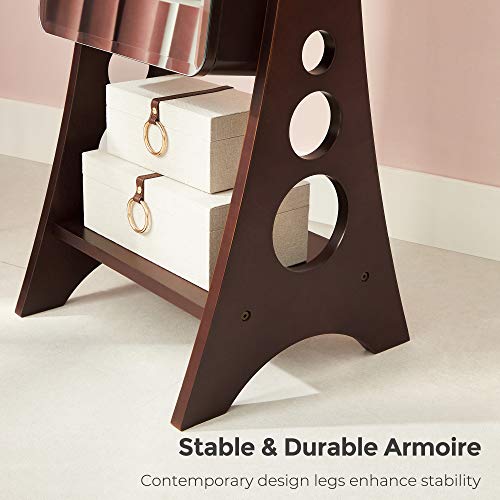 Songmics 8 Leds Jewelry Cabinet Armoire With Beveled Edge Mirror, Gorgeous Jewelry Organizer Large Capacity Brown Patented Ujjc89K #TOP7