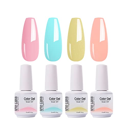 Arte Clavo 15ml Pastel Gel Nail Polish Set -Pastel Pink Yellow Blue Peach Gel Polish UV LED Soak off Nail Art Manicure Salon Set…