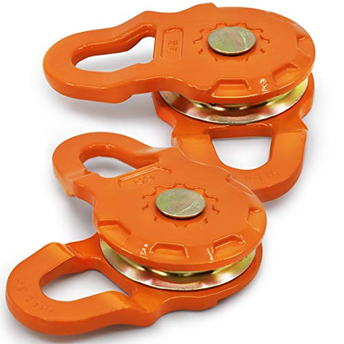GearAmerica Smart Snatch Block – 24,000 lbs Minimum Breaking Strength, 12,000 lbs Working Load Limit – Winch Pulley for Cable up to 7/16’ & Winches up to 12,000 lbs – 2-Pack