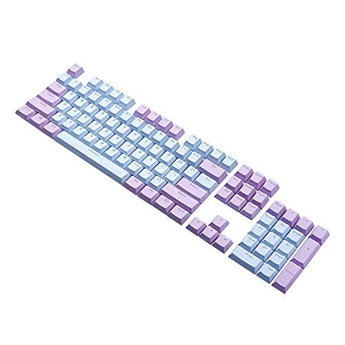 Better Livin 104 Doubleshot, ANSI Layout, OEM Profile, Cherry MX keycaps, Translucent Backlit Compatible Gaming Keyboard keycaps for 61 87 104 Keyboards (Purple-Blue)