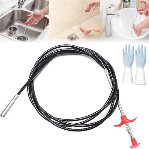 ayattecy Portrayi - Gancho de limpieza de alcantarillado y sin necesidad de productos químicos, herramienta de extracción de obstrucciones de drenaje de manguera flexible con 4 garras para recoger
