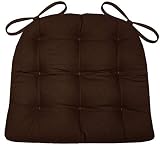 Barnett Home Decor Cotton Duck Brown Dining Chair Pad with Ties - Size Standard - Latex Foam Fill Cu