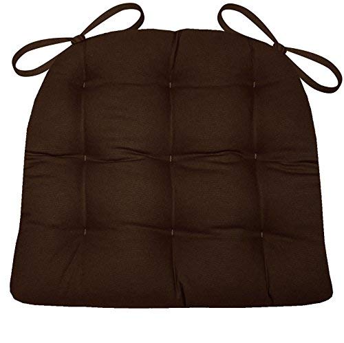 Barnett Home Decor Cotton Duck Brown Dining Chair Pad With Ties - Size Standard - Latex Foam Fill Cushion - Machine Washable, Reversible, Solid Color, 100% Cotton, Made In Usa #TOP5