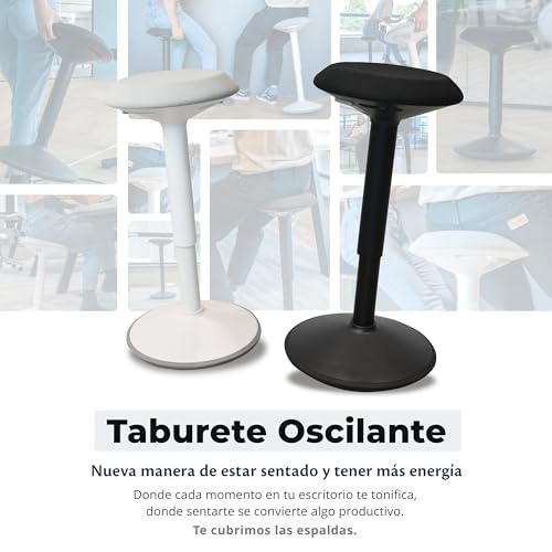 Miniatura 2 de Backerz Taburete Silla Escritorio - Silla Oficina Ergonómica Con Altura Regulable De 55 A 80 Cm - Taburete Silla Ergonómica Con Efecto Columpio Revestido Con Tela Repelente Al Agua, Blanca Mate