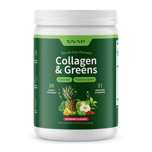 Snap Supplements Super Greens Powder Collagen Peptides, 26