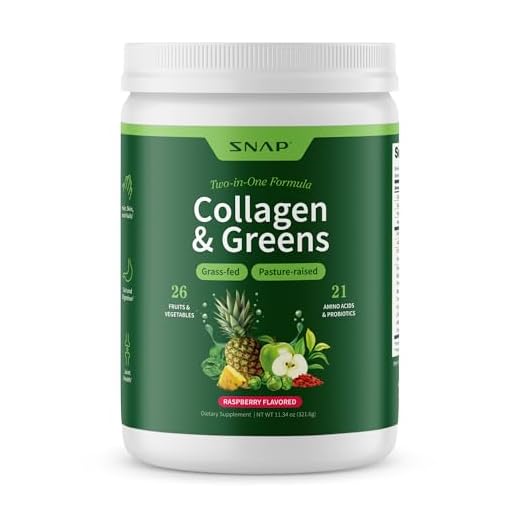Snap Supplements Super Greens Powder with Collagen Peptides, 26 Fruits and Vegetables, Grass Fed, Non-GMO Daily Greens for Hair, Skin, Nails & Joint Support, 11.34 oz, (30 Servings, 1 Month Supply)