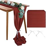 12 Pack Terracotta Chiffon Table Runners 10Ft Romantic Sheer 29 x 120 Inches Wedding Table Runner Ov