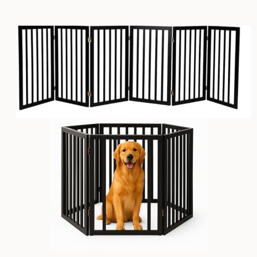 Grade E Cercado 2 Em 1 Luxo Bambu Cachorro Grande Portão 3 Metros x 85cm Pet Cães Cerca Alta Madeira 6 Módulos Premium