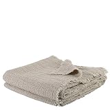 Honeybee-Plaid – weiche Decke aus Leinen – einfarbig gewebtes Plaid mit Fransen aus Naturmaterialien – 130x180 cm – 090 clay – von ’zoeppritz since 1828’