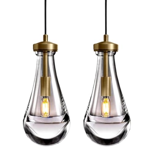 Lustre en laiton moderne au design de suspension en cristal en forme de larme